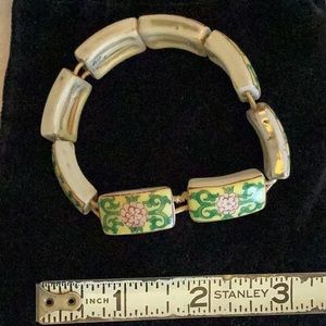 Herend Hungarian china link bracelet, work, 8 links
